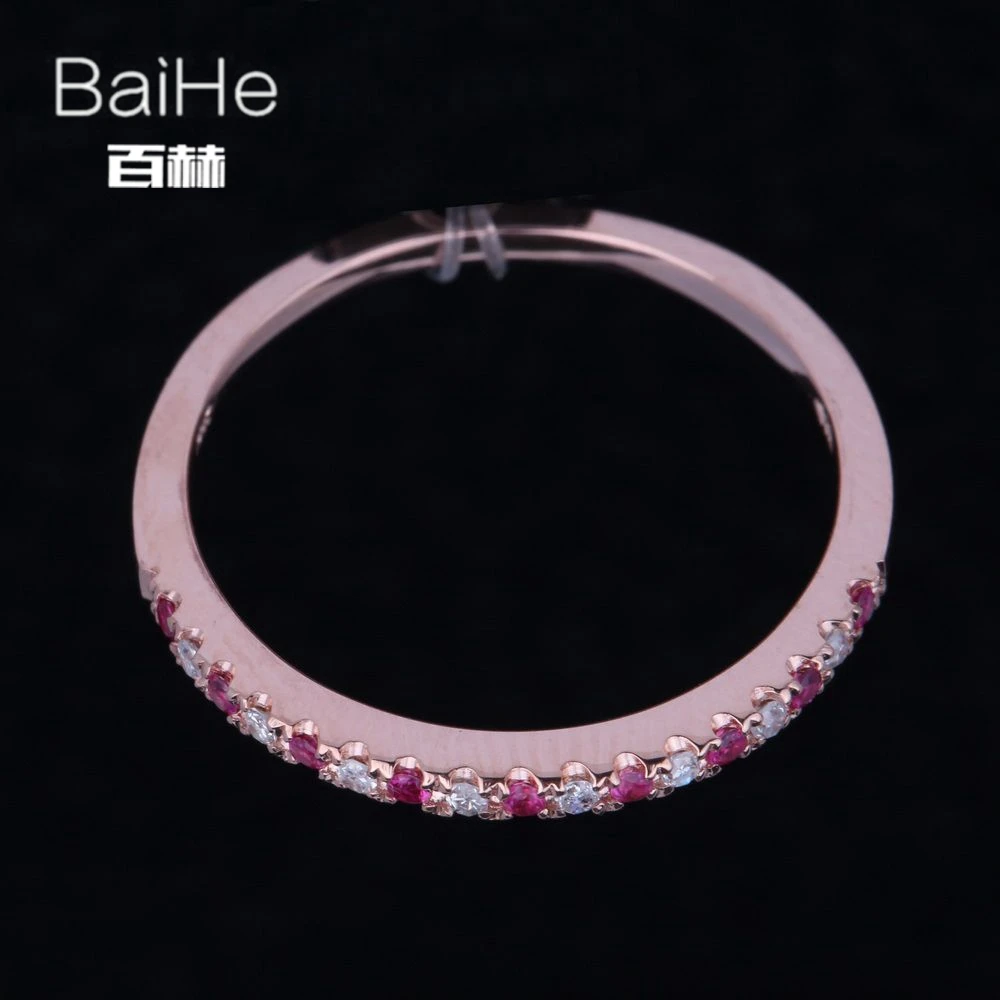 BAIHE однотонное 14K розовое золото 0.2CT H/SI круглые натуральные бриллианты камни