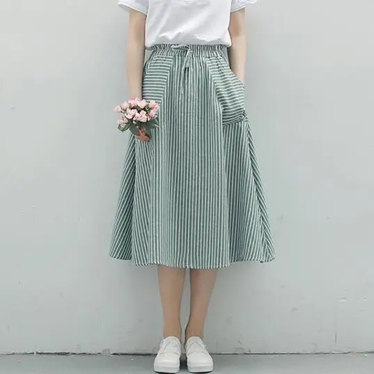 Mori Girl летняя длинная юбка 2018 новая японская винтажная Saia Midi Женская Полосатая