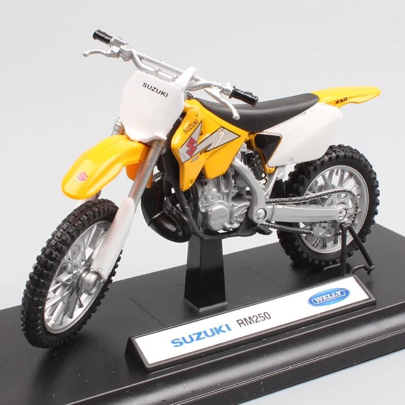 Детские 1:18 весы Welly мини Suzuki RM250 мотокросса мотоцикл литья под давлением эндуро внедорожных Трейл модель игрушка миниатюрная