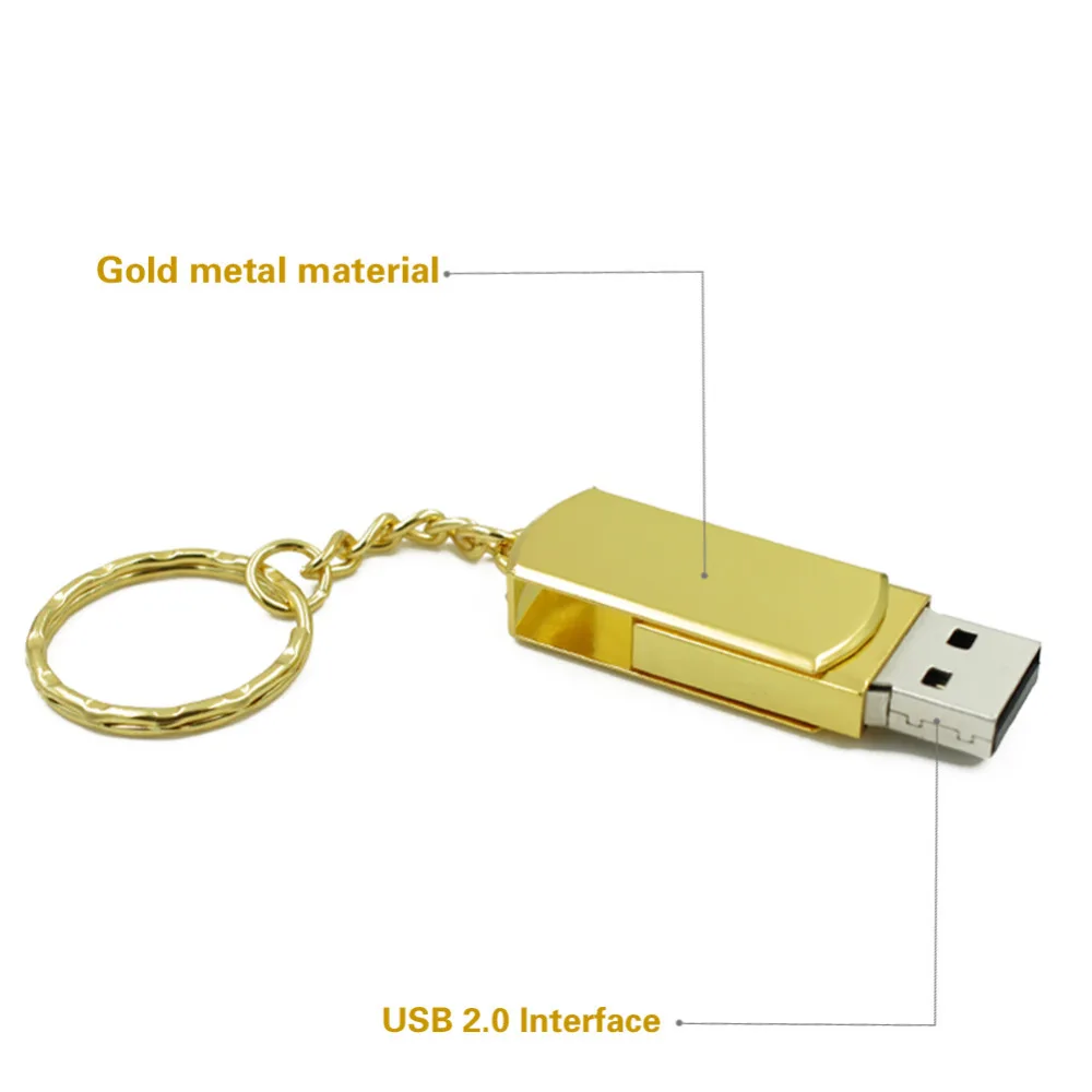USB флеш накопитель 4 ГБ 8 16 32 золотой серебряный usb 2 0 с кольцом для ключей карта