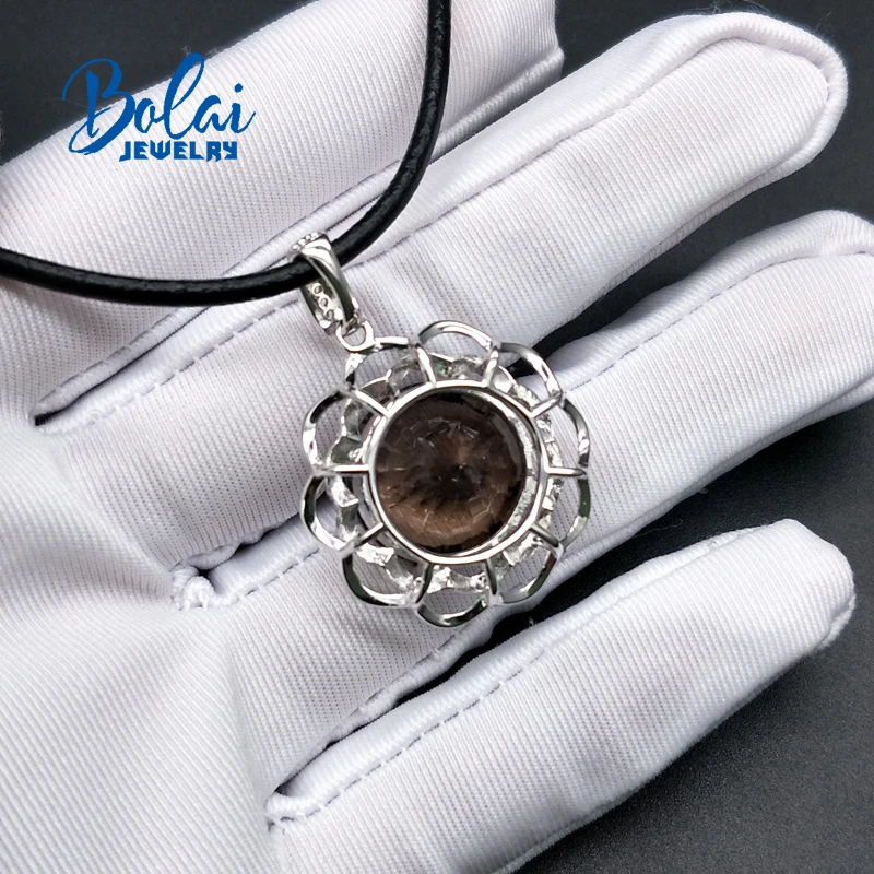 Bolaijewelry кулон из дымчатого кварца натуральный драгоценный камень серебро 925 пробы