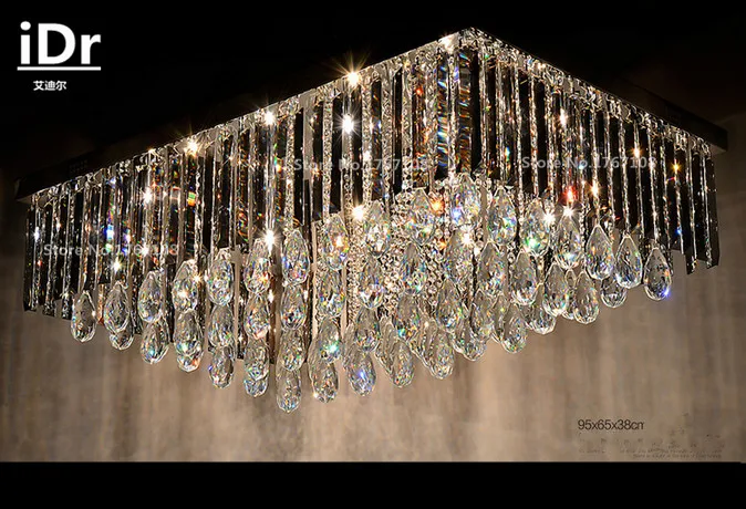 

Rectangular living room crystal lights LED chandelier lamps bedroom modern minimalist dining room lighting iDr-0124
