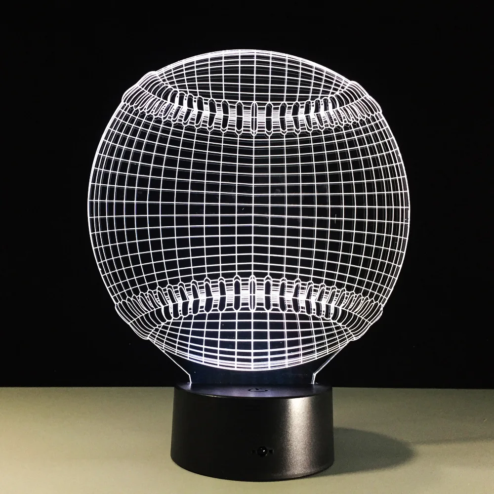 Dropshop 3D Lampara MLB Бейсбол 3D свет шляпа спортивные 7 цветов Изменение светодиодный ночь сенсорный стол настольные лампы детская подарок сон