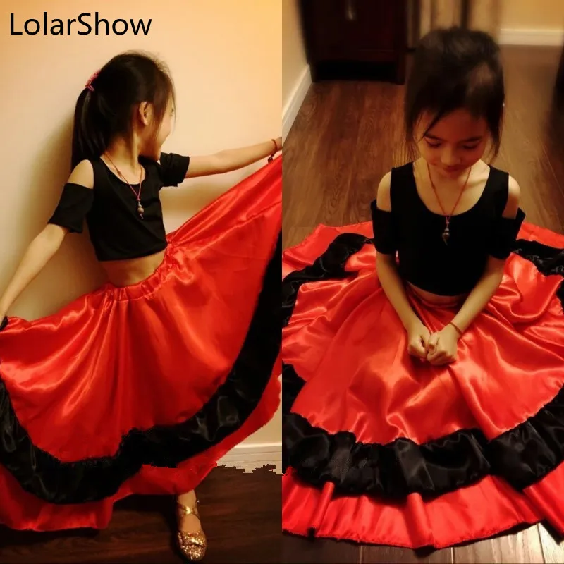 Одежда для танца живота детская юбка фламенко в испанском стиле костюмы танцев