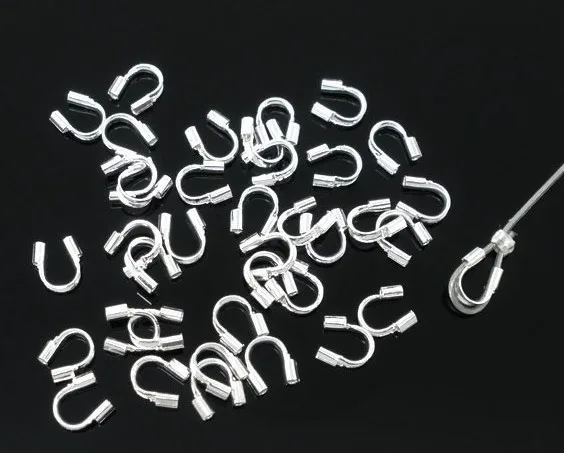 

Free Shipping!silver plated brass Wire Protectors Crimp Loop