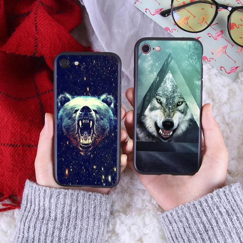 Tiger Leopard Phone Case for iphone7 8 Plus Luxury Soft Silicone Cover iPhone8 6 6s X XR XS Max TPU |