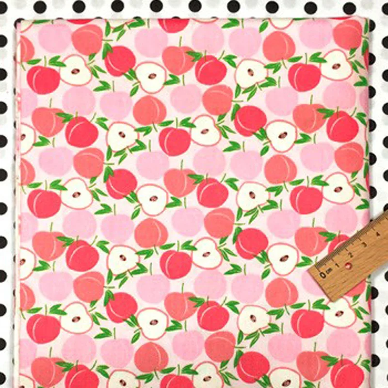 Серия свежих фруктов: банан ананас персик арбуз вишня киви 100% хлопок саржа