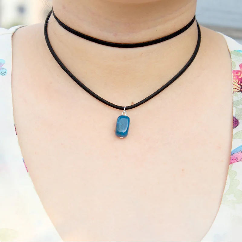 hzew 3 colors Natural necklaces double velvet ribbon natural stone choker necklace gift for mom friends | Украшения и аксессуары