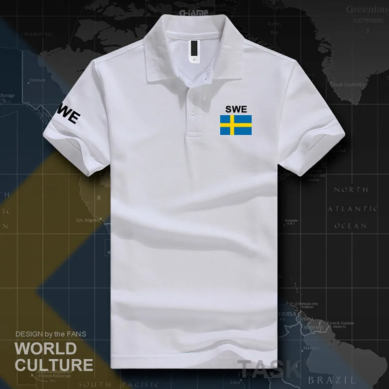 Sverige Sweden Swede рубашки поло мужские с коротким рукавом белые бренды с принтом для страны хлопок национальная команда Флаг SE - Цвет: polo-white