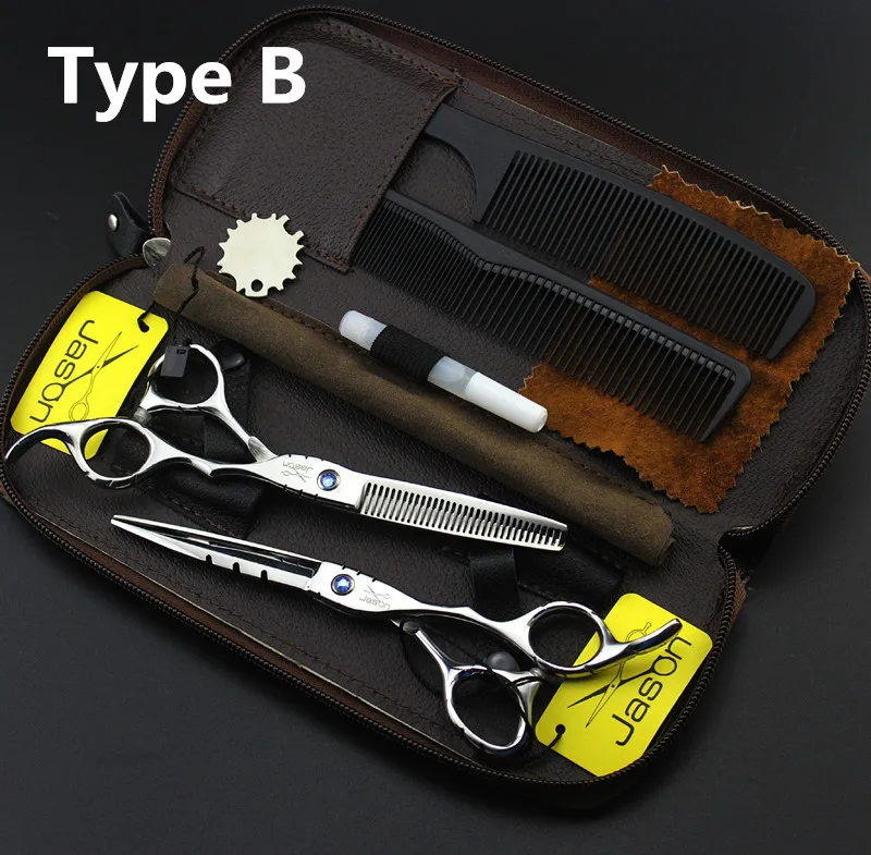 Type B One Set 342# Парикмахерские ножницы 5,5 ''16 см 4 шт. костюм бренд Джейсон Высший сорт 440C парикмахерские ножницы для резки Thinning ножницы для волос - Цвет: Type B One Set