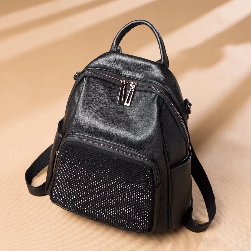 

100% Genuine Leather Women Backpacks New Fashion Luxury Brand Female Real Natural Leather Ladies Girl Student Casual Backpack