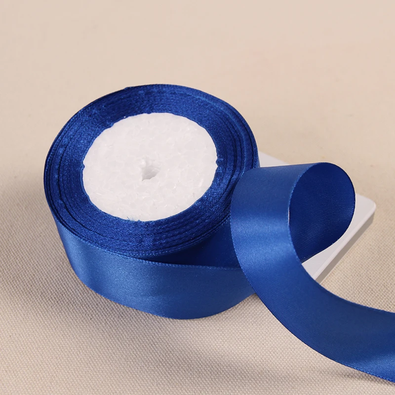 Royal Blue 4 см шириной 25 ярдов длинная шелковая цветная лента упаковка для свадебного подарка швейная ткань поставки белый черный Тиффани синий - Цвет: Royal Blue