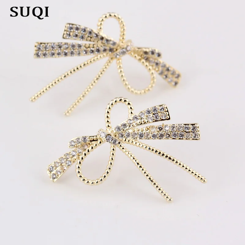 Серьги-швензы SUQI Fashion с элементом из золота AAA Zircon для женщин, украшение девушки для вечеринки, ювелирные изделия, не содержащие вредных веществ.