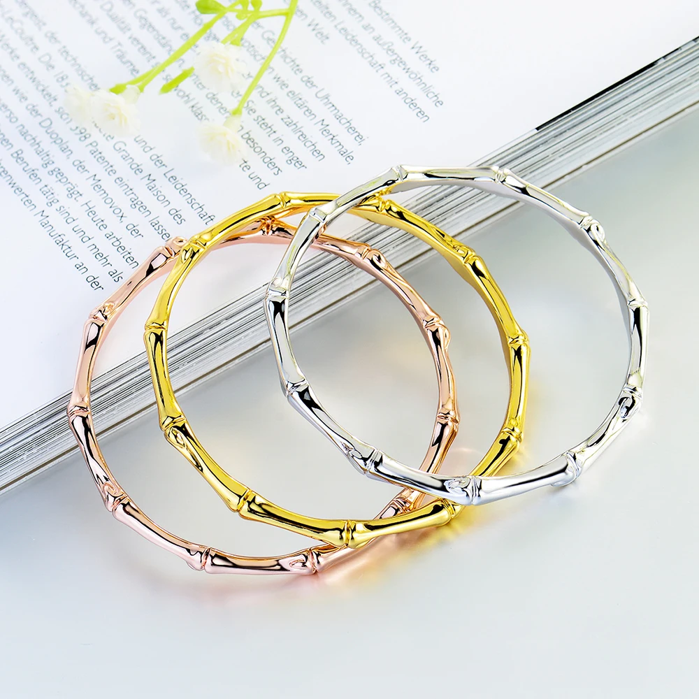 Viennois Rose Gold/Gold/Silver Color women Bracelet &amp Bangles Minimalist Skinny Female Bamboo Shape Jewelry | Украшения и