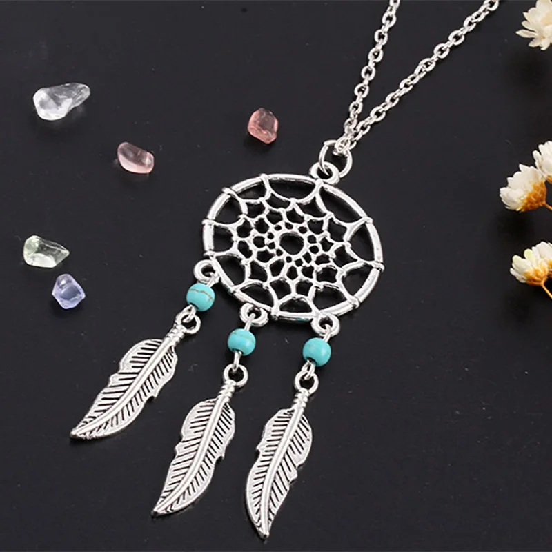 30 шт./лот ожерелье &quotЛовец снов&quot Женский листовой Шарм кисточки перо кулон в