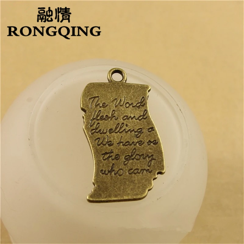 

RONGQING 40pcs/lot 18*34MM alphabet letter charms for bracelet making bronze pendant DIY metal charms for crafts 2018 NEW
