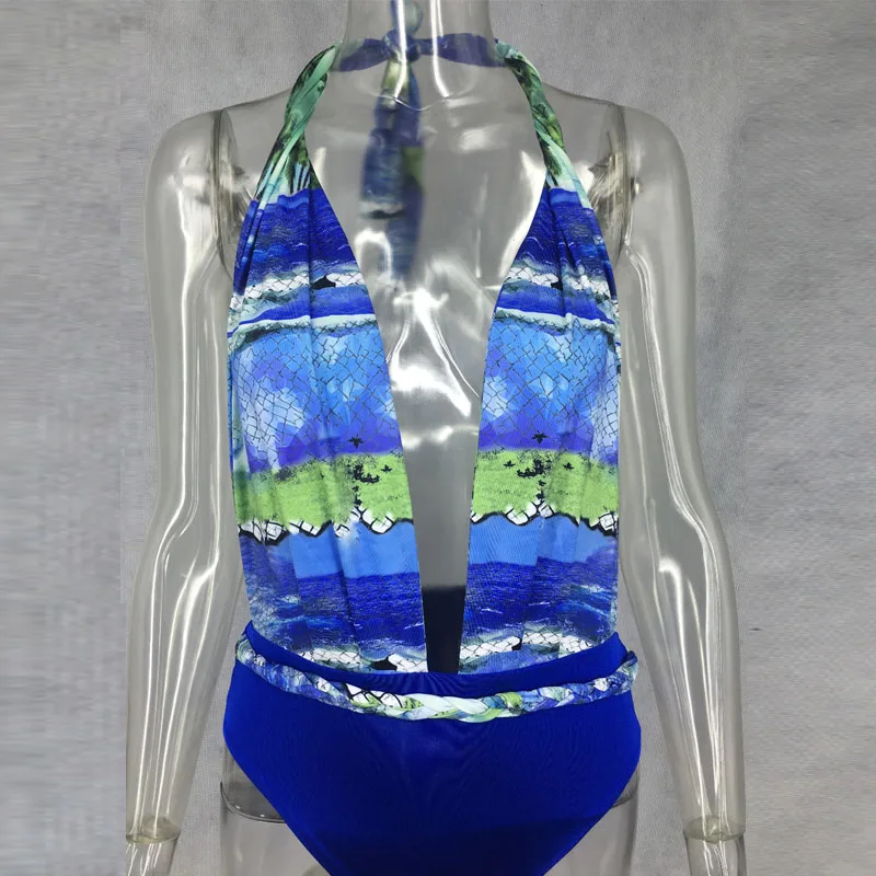 Itsroya 2017 Распечатать боди Для женщин ванный комплект Высокая Талия монокини ретро