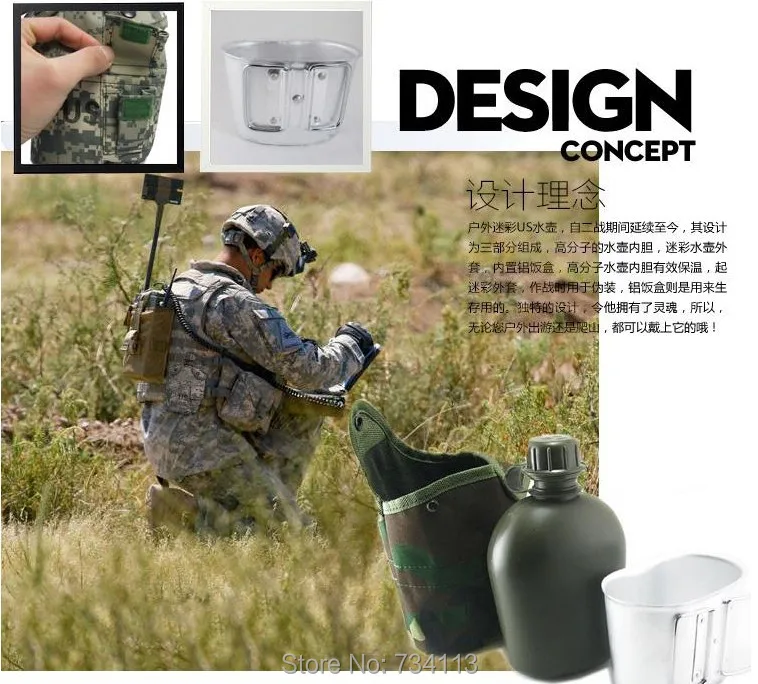 Бутылка США креативный Открытый Военный Туризм кемпинг бутылка с алюминиевой