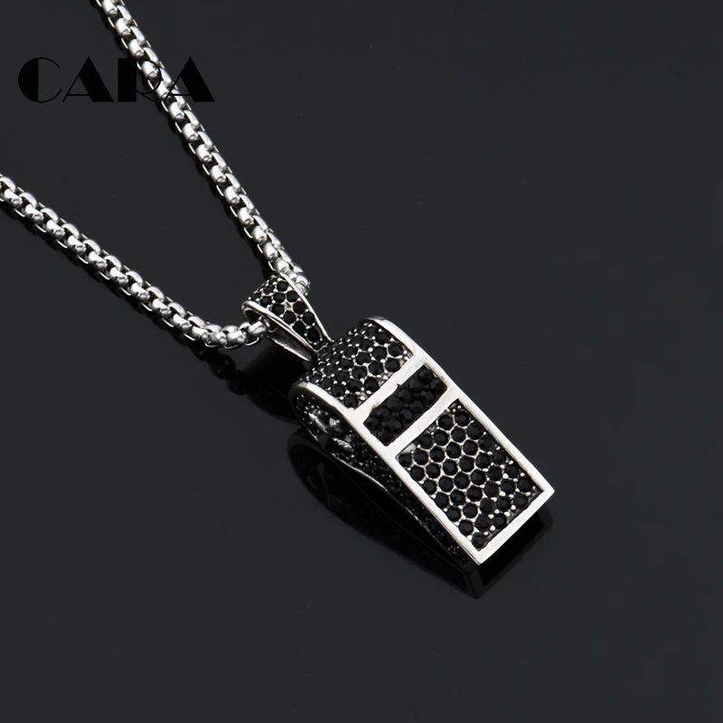 New Pave setting full rhinestones whistle pendant necklace men & ICED OUT Bling Bling Hip Hop fashion necklace CAGF0422