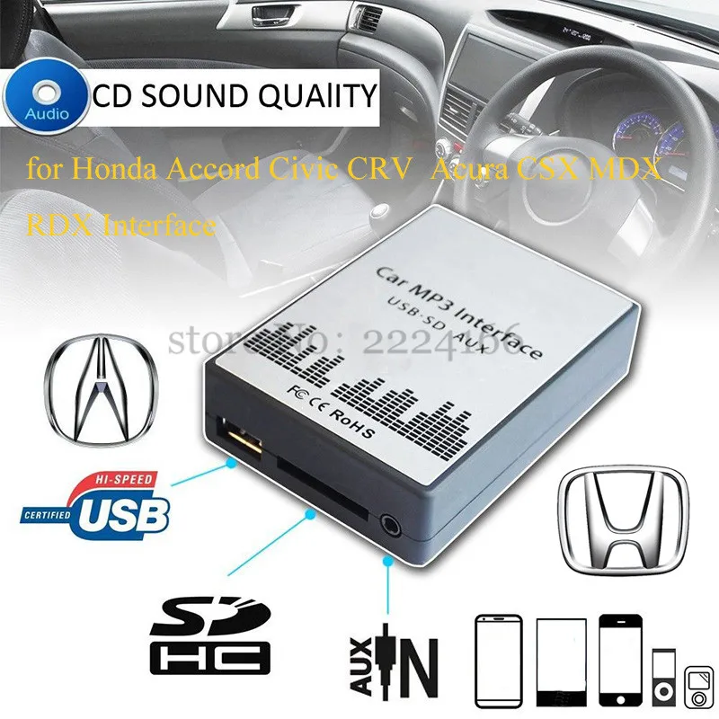 Lonleap USB SD AUX MP3 музыкальный адаптер для Honda Accord Civic CRV Acura CSX MDX RDX интерфейс зарядное