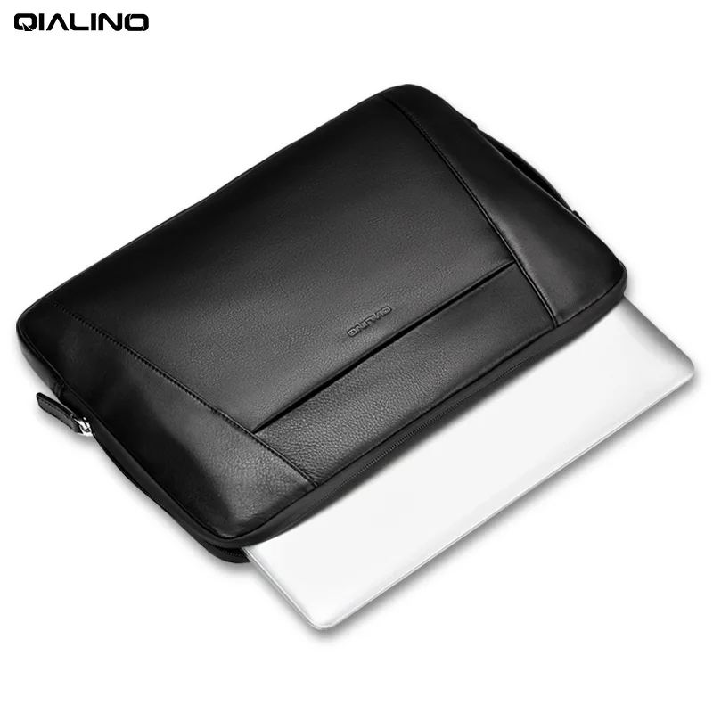 Портфель QIALINO из натуральной кожи для ноутбука тонкий гладкий чехол 13 дюймов