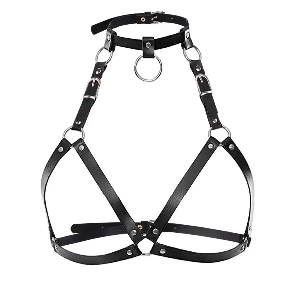 Женский пикантный бюстгальтер эластичный пояс из искусственной кожи без