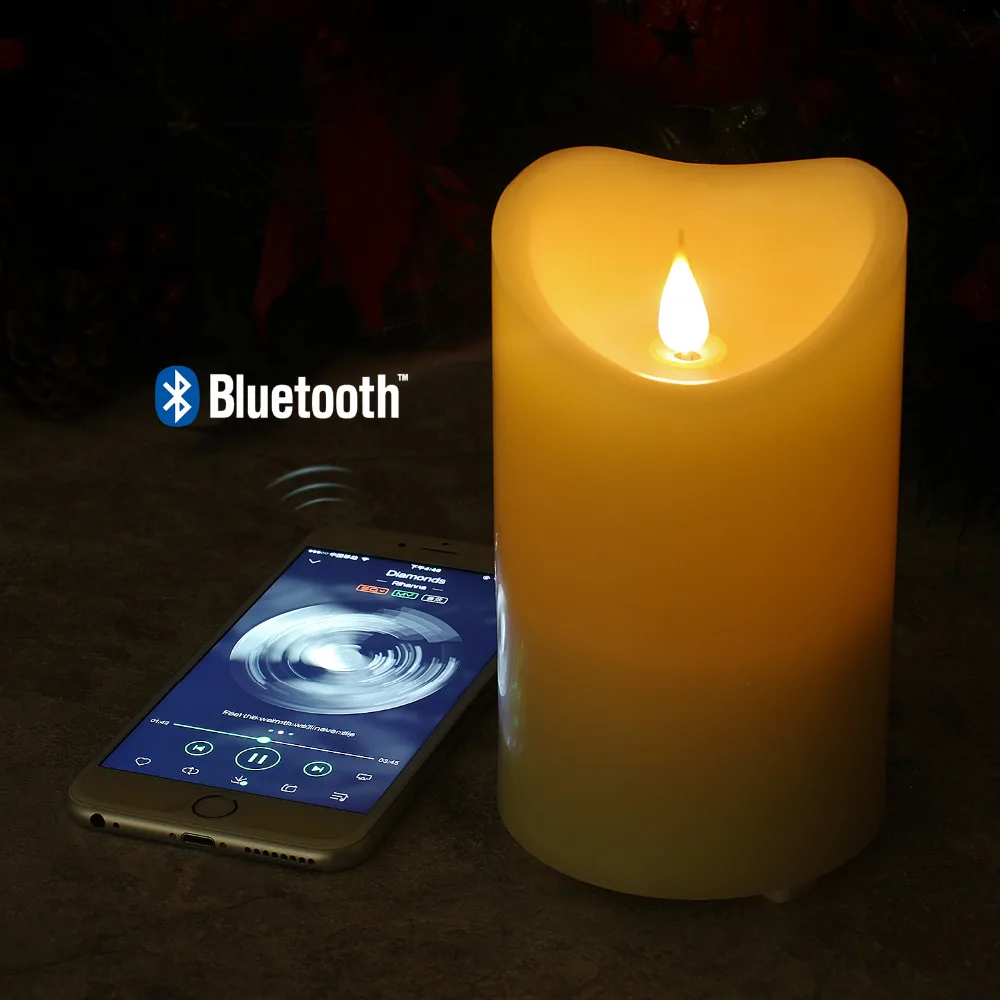 GiveU светодио дный Свечи Беспламенного батарея работает Bluetooth динамик свеча, 3D Танцы пламя свечи, зарядка через usb кабель колонки
