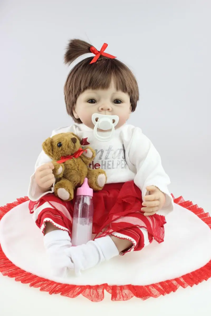 

Кукла реборн силиконовая, милая виниловая кукла для младенцев, 22 дюйма, с тканевым корпусом, подарок для детей