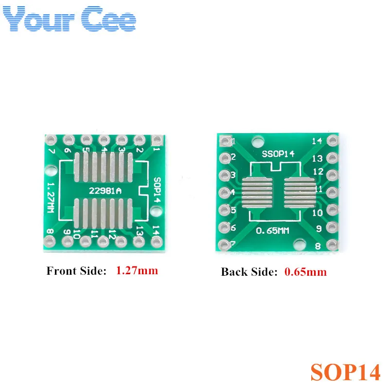 50 шт. плата адаптера SOP14 SSOP14 TSSOP14 к DIP14 SMD 2 54 мм контактный шаг PCB интегральные