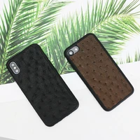 high quality monogrammed real ostrich leather case for iphone 11 12 13 pro max protective phone cover luxury phone case for gift