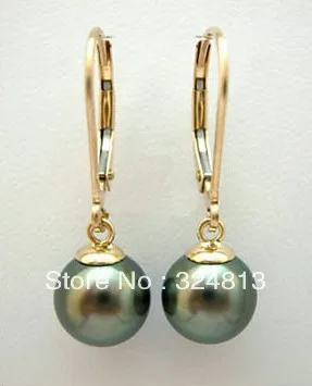 

natural southsea saltwater BLACK SHELL PEARL earring #1237