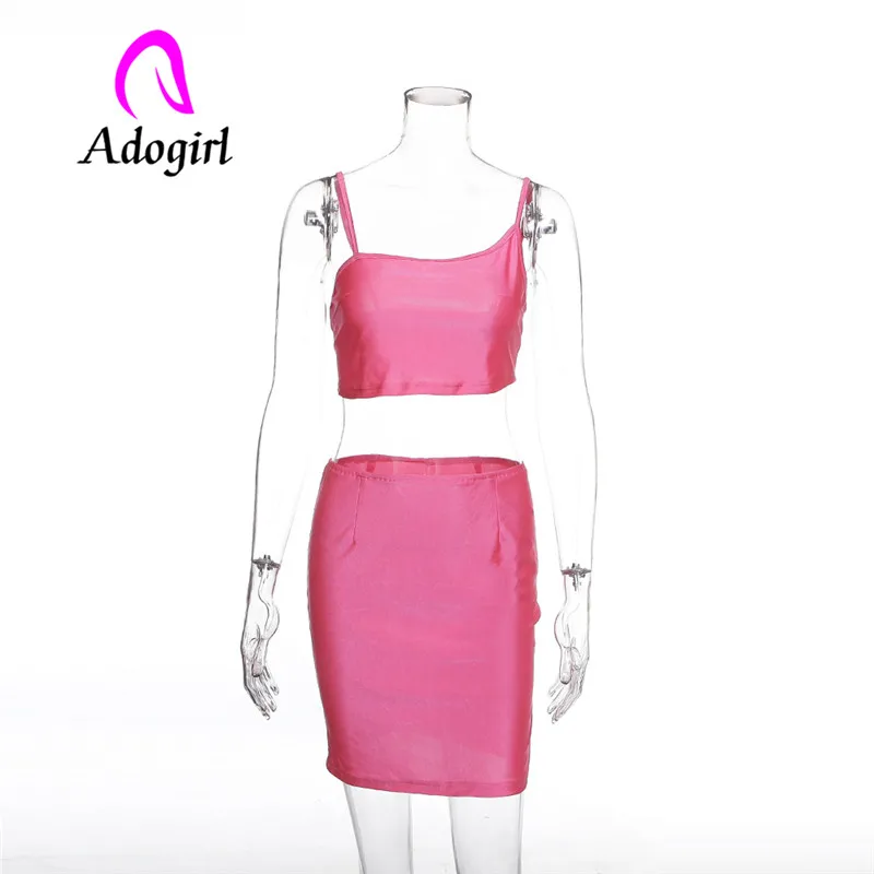 Adogirl ФЛУОРЕСЦЕНТНОЕ розовое платье для ночного клуба на тонких бретельках