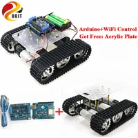 wifi rc smart robot tank chassis with dual dc motor espduino development board motor driver board for diy project t100