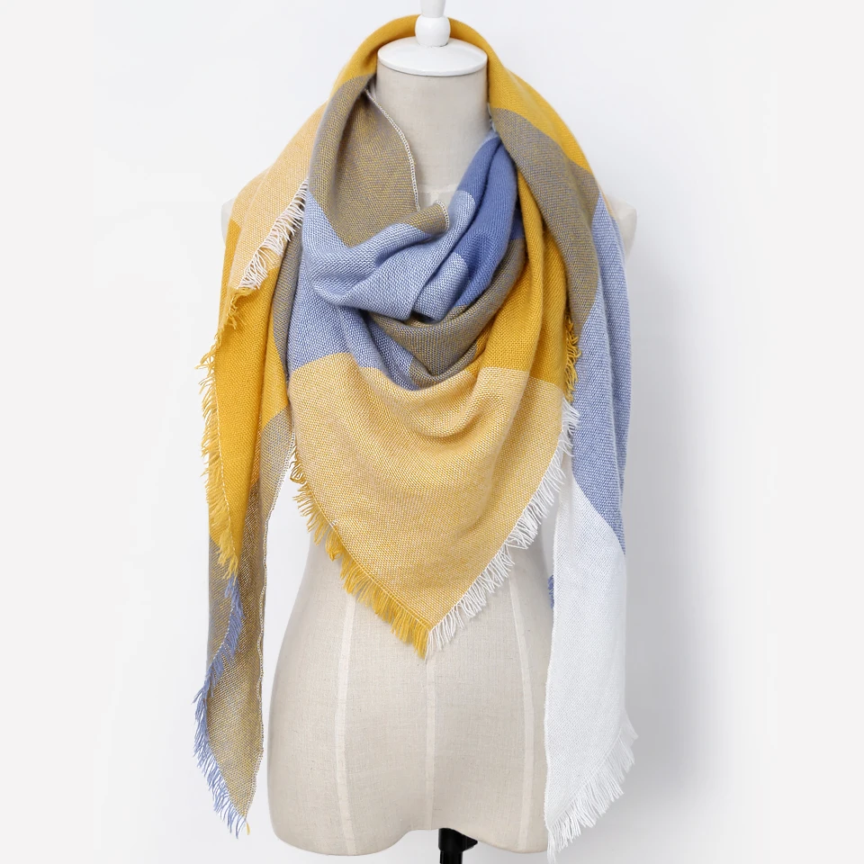 Прямая доставка 2017 г. зимний шарф Для женщин плед кашемир Треугольники Теплый Wrap