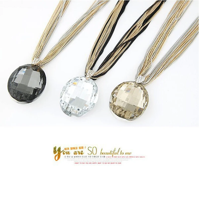 Fashion Beautiful Hight Quality Multilayers Chain Faceted Gem Rhinestone Pendant Necklace | Украшения и аксессуары