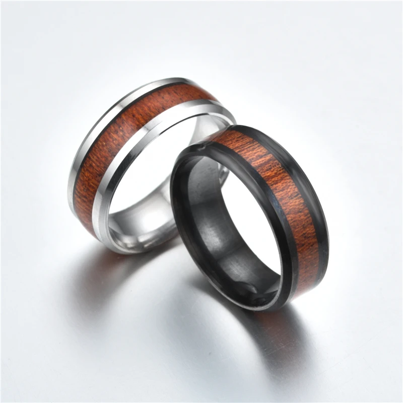 Мужское деревянное кольцо титановое кольцо|stainless steel ring|stainless ring mensteel |