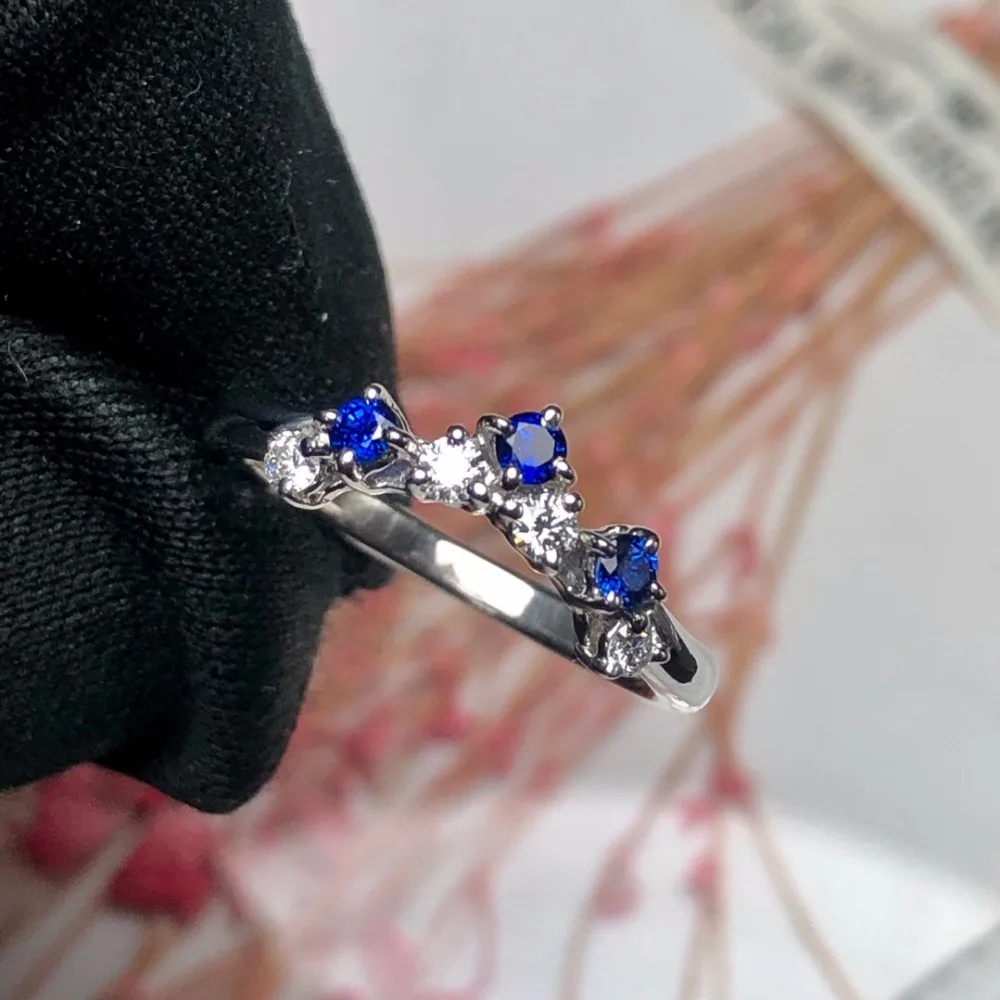 Ювелирные изделия Pt900 Настоящее Платиновое золото 100% натуральный синий сапфир
