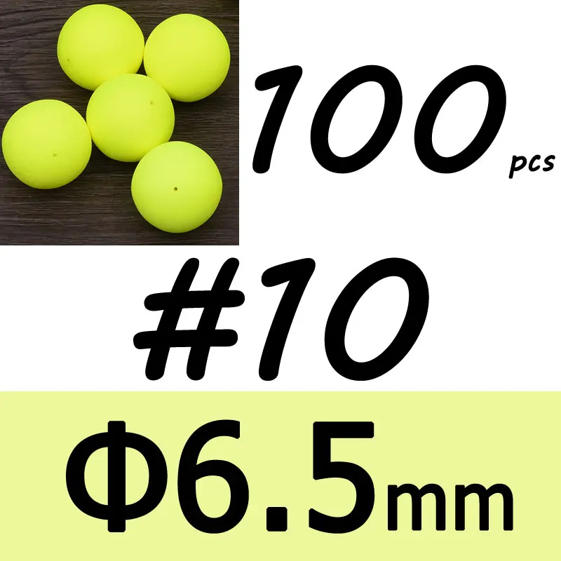 Yellow size 10 100 шт. приманки для соленой пресной воды для рыбной ловли, пенные плавающие шарики, бобы, помпано, поплавок, нижняя установка, Такелажный материал - Цвет: Yellow size 10