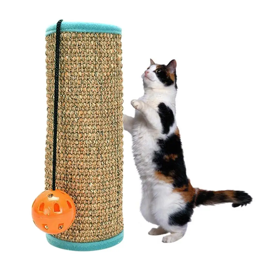 Sisal NICREW Когтеточка для кошек, игрушка из сизаля, Когтеточка для кошек, защищающая мебель, молотые когти, Когтеточка для кошек, игрушечный коврик с колокольчиком - Цвет: Sisal