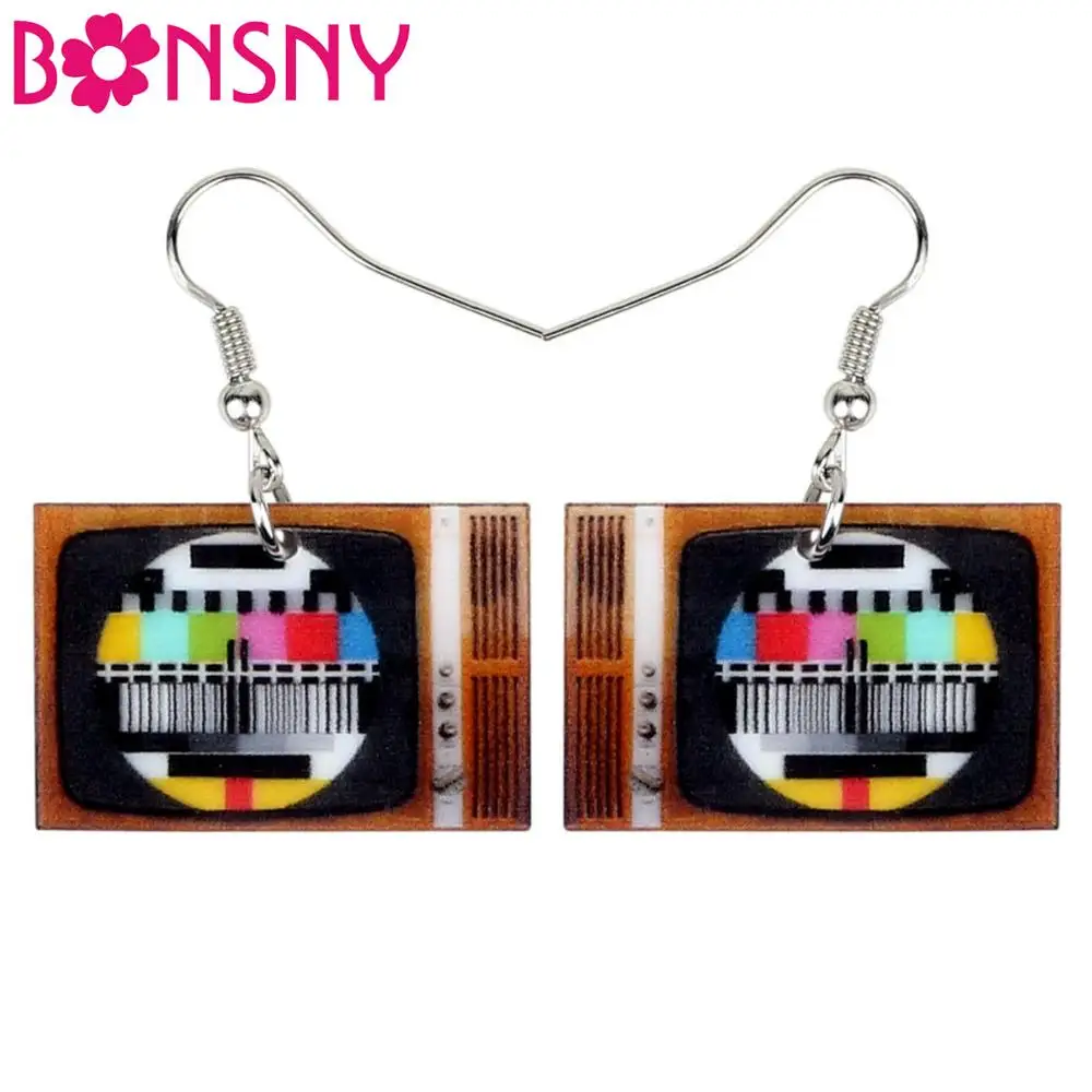

Bonsny Acrylic Vintage Television Earrings Drop Dangle Classical Fashion Jewelry For Women Girls Teens Gift Charms Accessories