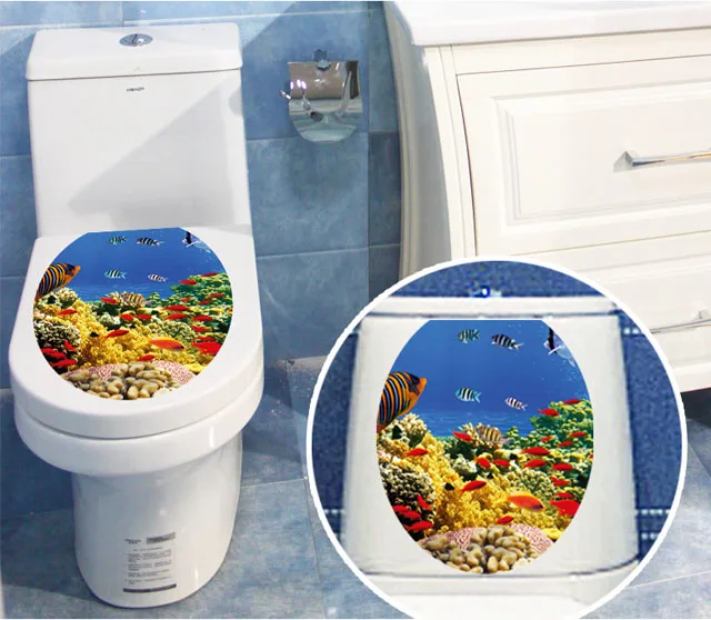 [Fundecoration] Водонепроницаемый подводный мир наклейки для туалета художественного