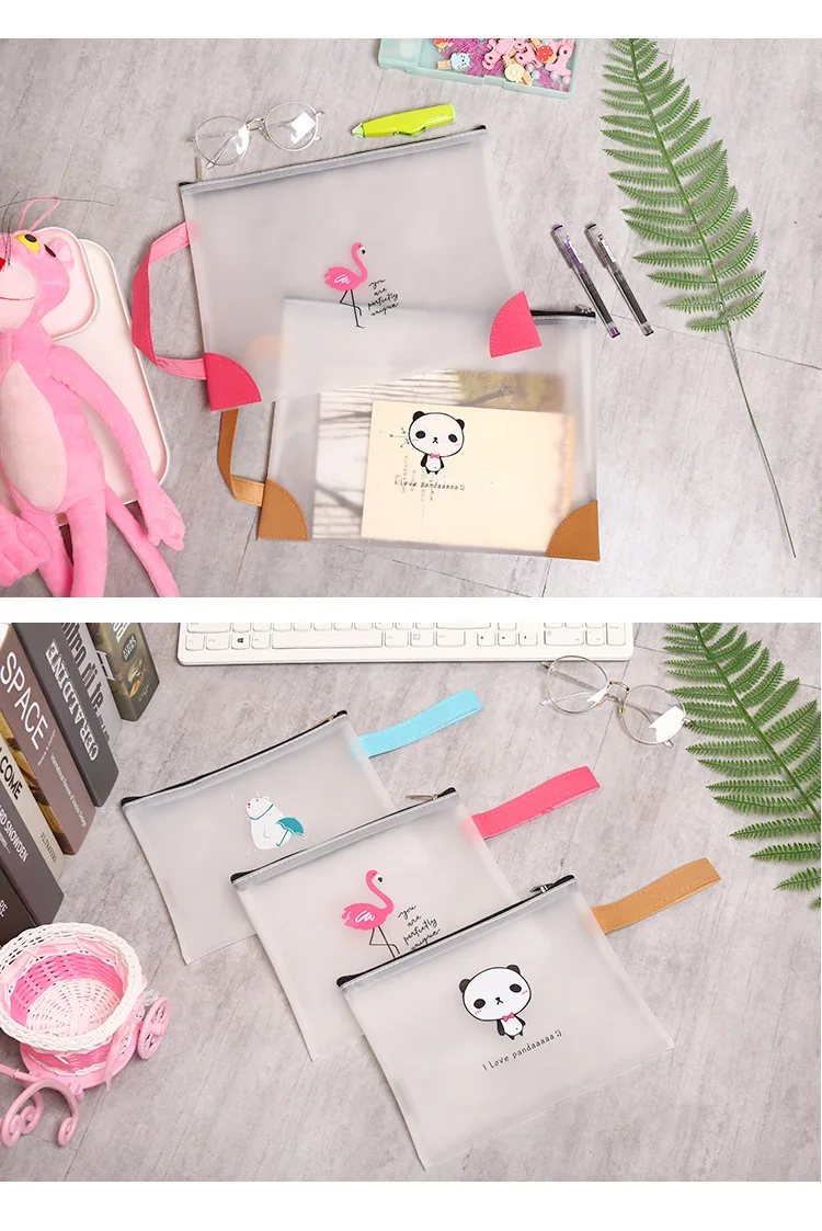 Kawaii Милая панда Фламинго Сумка-файл для документов водонепроницаемый прозрачный Презентация папка Органайзер школьные офисные принадлежности sl1121