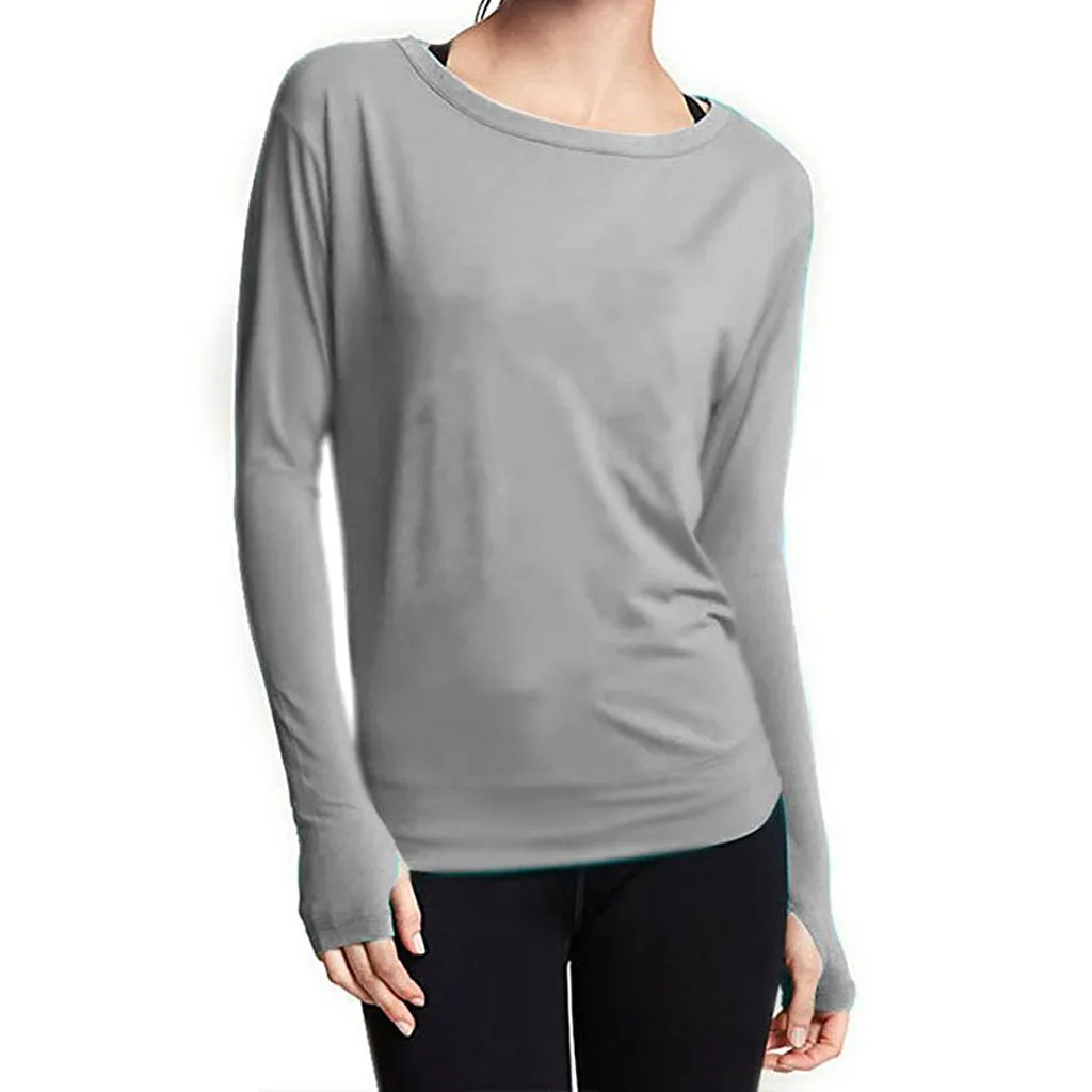 Women Backless open back Running Gym Stretchy Top Solid Color Long Sleeve Shirt Blouse Female Blusas Spring Autumn | Женская одежда