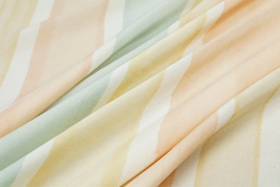 Шелковая ткань тутового шелкопряда-светло-кремовая розовая желтая синяя в