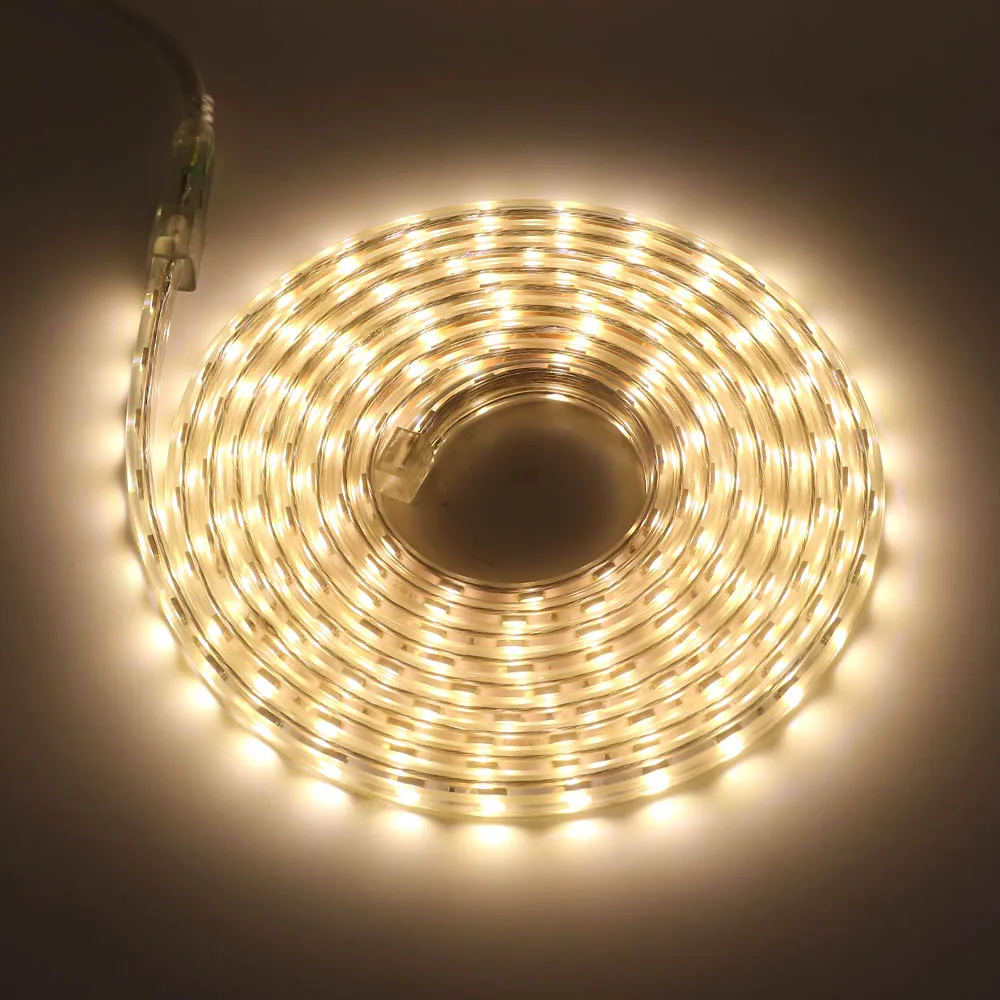 XUNATA 220V SMD5050 60 Светодиодный s/m Светодиодные ленты Водонепроницаемый гибкий светодиодный ленточный светильник полоса веревка высокое яркий светодиодный лента с штепсельная вилка британского стандарта