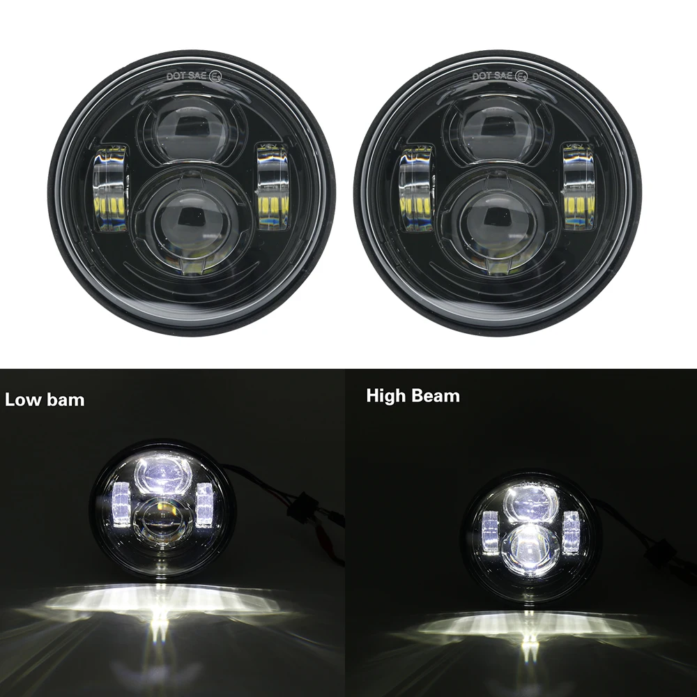 2 шт. 4 65 дюймов черный/хром мотоциклетная фара для Harley LED мото светодиодные лампы