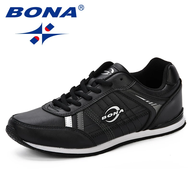 

BONA Autumn Leather Sports Shoes Youth Men Trendy Comfortable Running Shoes Korean Version Men's Outdoor Jogging Sneakers Shoes