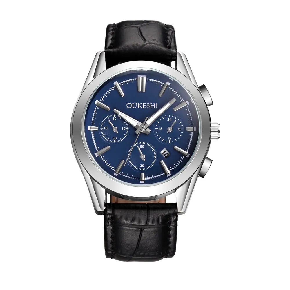 Торговая марка oukeshi Модные мужские наручные часы из кожи розового золота повседневные кварцевые наручные часы под платье женские наручные часы Relogio Masculino - Цвет: Black White Blue