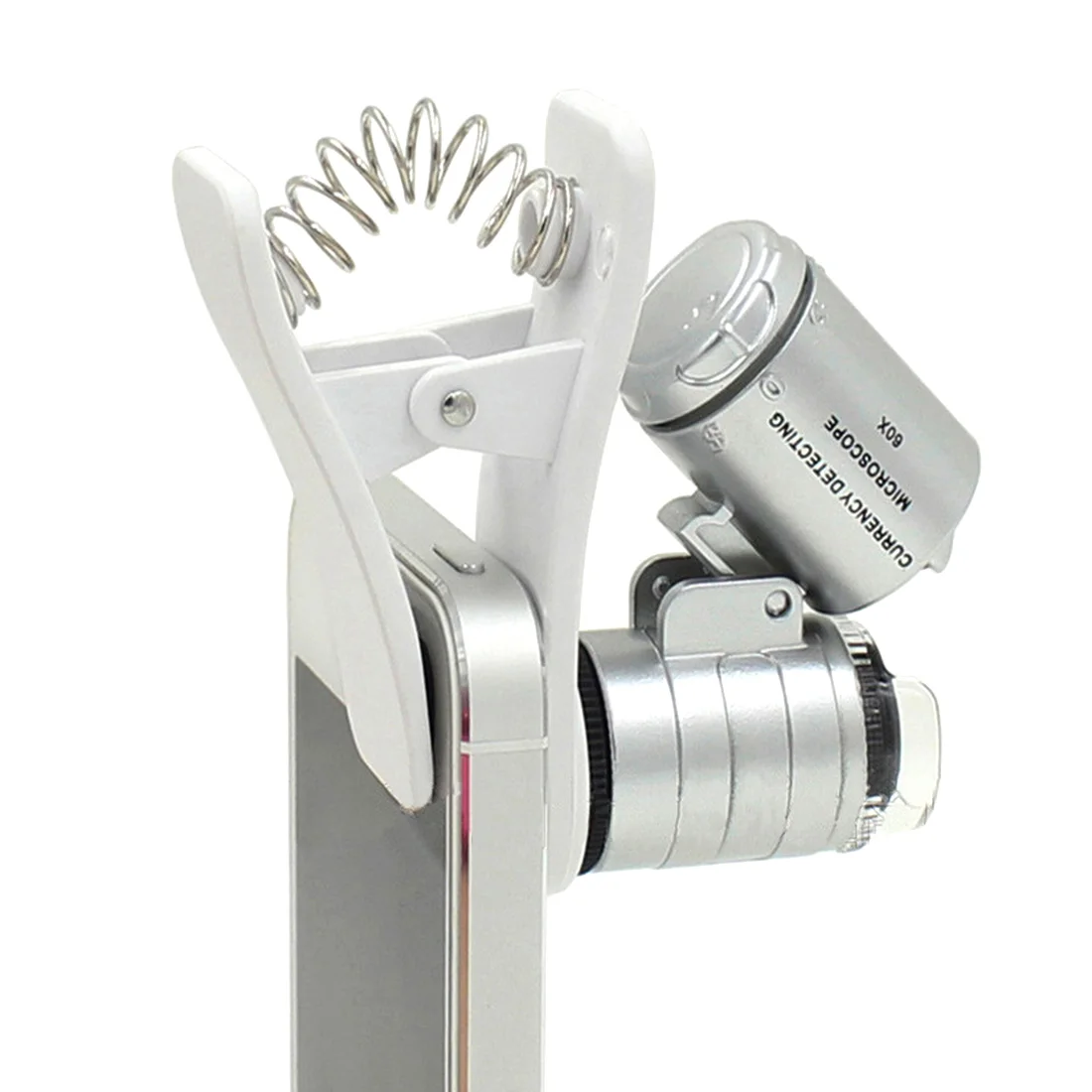 

Mini Portable Clip LED Microscope Magnifier Loupe 60X Magnifying Glass Universal Mobile Phone UV Currency Detector Flashlight