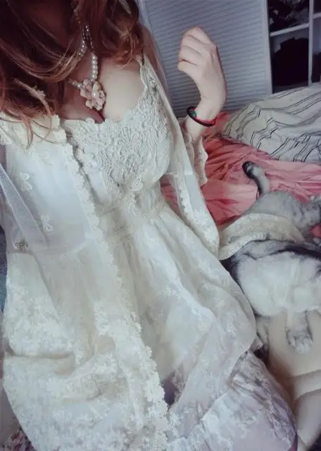 Mori Girl/летнее кружевное платье принцессы с вышивкой; Vestidos Verao Renda; повседневные платья в стиле Лолиты; Roupas Mujer Faldas